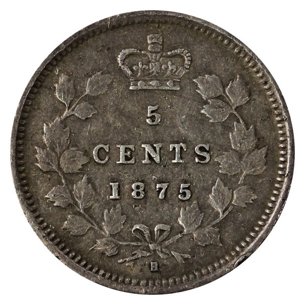 1875H Small Date Canada 5-cents Very Fine (VF-20) For Cheap