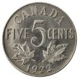 1922 Far Rim Canada 5-cents Uncirculated (MS-60) $ Online Sale