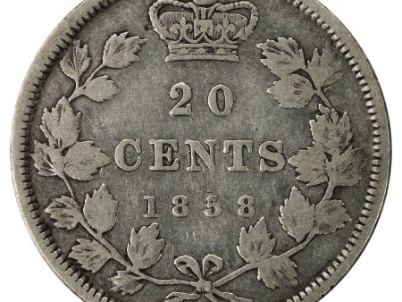 1858 Blundered I in Victoria Canada  20-cents Fine (F-12) $ For Cheap