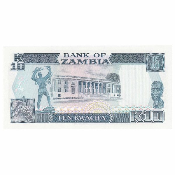 Zambia 1989-91 10 Kwacha Note, Pick #31a, Signature 8, UNC Fashion