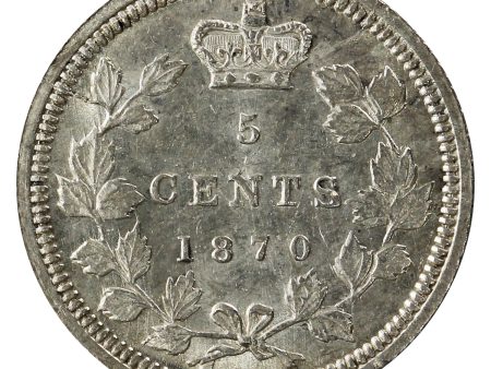 1870 Wide Rim Canada 5-cents UNC+ (MS-62) $ Fashion