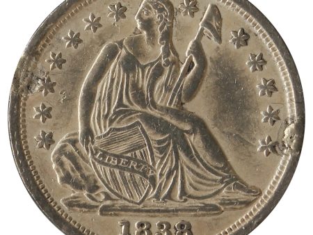 1838 No Drapery, Large Stars USA Half Dime Extra Fine (EF-40) Impaired For Sale