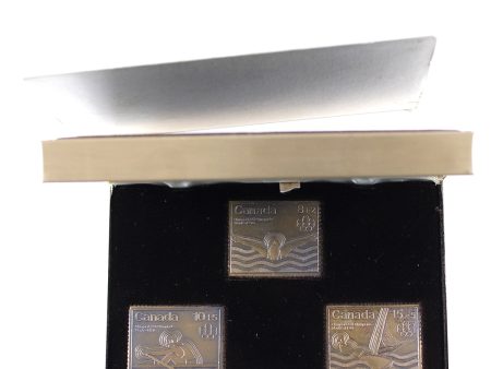 Set of 3x 1976 Canada Montreal Olympic Water Sport Stamps & Bronze Replicas (Impaired) Cheap