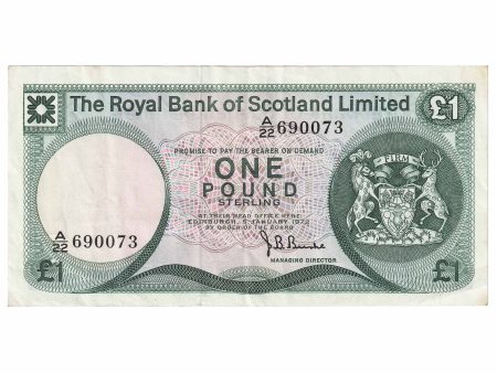 Scotland 1972 Royal Bank of Scotland 1 Pound Note, SC815, EF Cheap