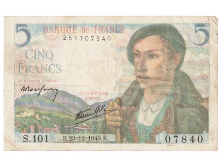 France 1943 5 Francs Note, Pick #98a, VF-EF Cheap