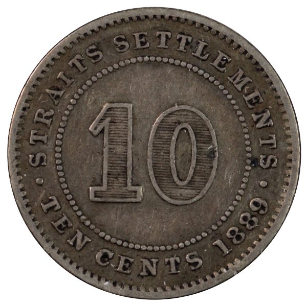 Straits Settlements 1889 10 Cents Very Fine (VF-20) Online Hot Sale