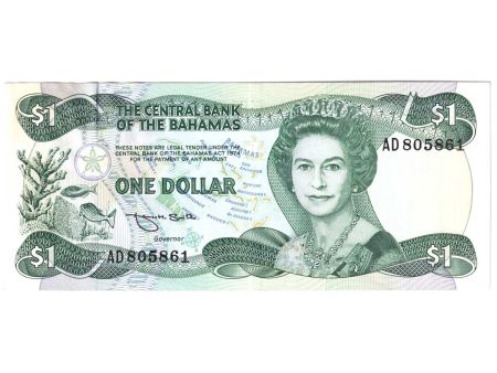 Bahamas Note, Pick #43b 1984 1 Dollar, Smith, Almost Uncirculated (AU-50) Stain on Sale