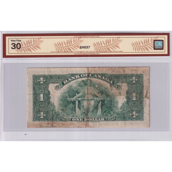 BC-1 1935 Canada $1 Osborne-Towers, English, B, BCS Certified VF-30 (Holes, Soiling) Online now