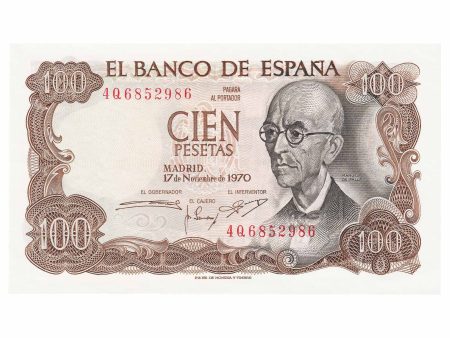 Spain 1970 100 Pesetas Note, Pick #152a, UNC For Discount