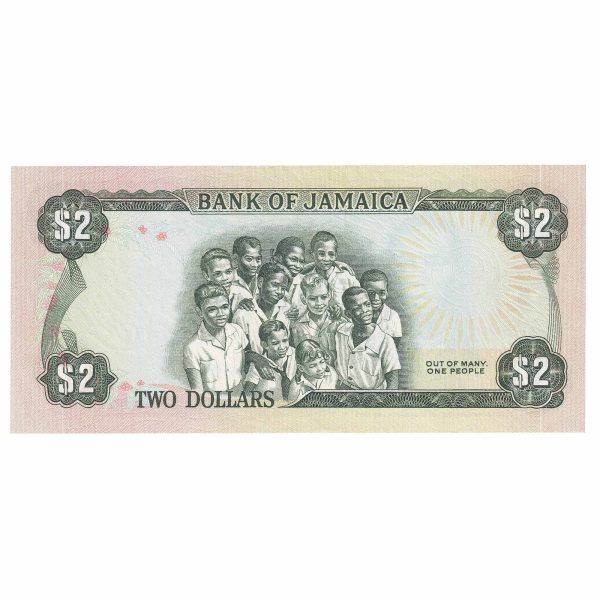 Jamaica 1982-86 2 Dollar Note, Pick #65a, UNC For Sale