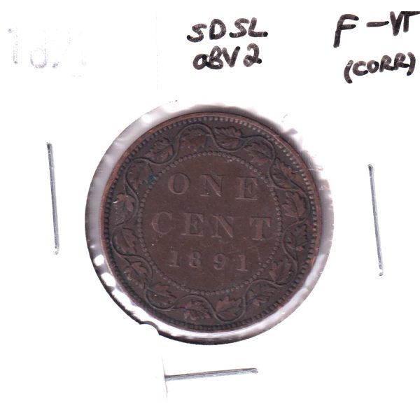 1891 SDSL Obv. 2 Canada 1-cent F-VF (F-15) Corrosion Online Sale