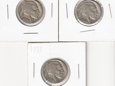 Lot of 3x 1935, 1936 & 1937 USA Nickels, 3Pcs Fashion