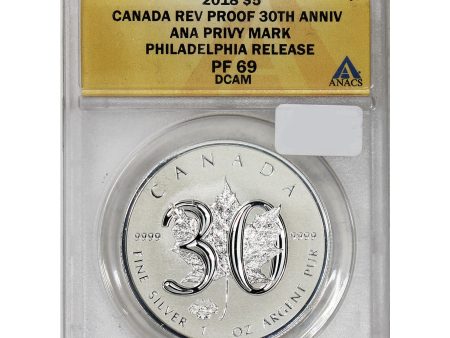 2018 Canada $5 30th Anniversary ANA Privy .999 Silver ANACS Certified PF-69 (No Tax) Online now