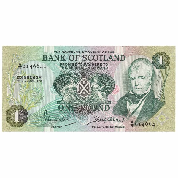 Scotland 1970 Bank of Scotland 1 Pound Note, SC109a, VF-EF Online Hot Sale