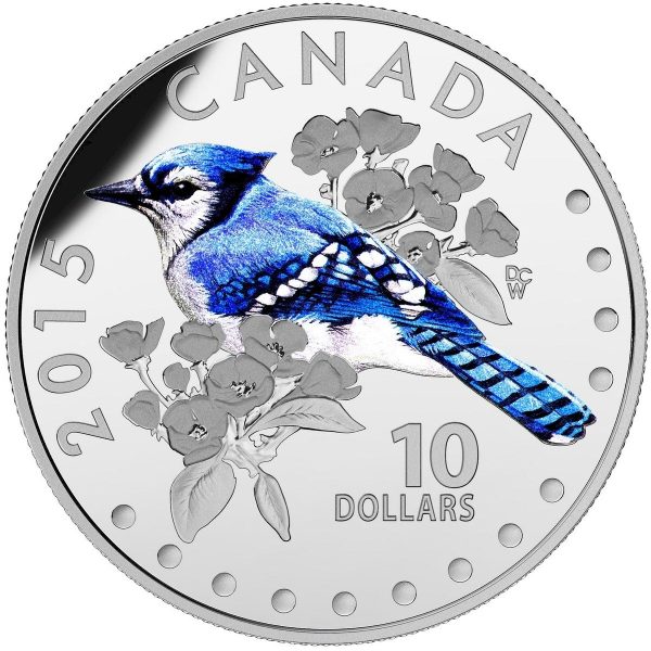 RDC 2015 Canada $10 Colourful Songbirds - The Blue Jay (No Tax) light toning on Sale