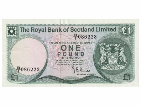 Scotland 1975 Royal Bank of Scotland 1 Pound Note, SC815, EF on Sale