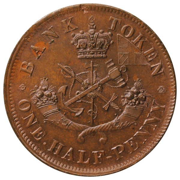 PC-5C1 1854 Province of Canada, Bank of Upper Canada Half Penny Token UNC+ (MS-62) $ Online