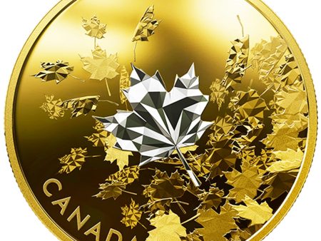 RDC 2017 Canada $50 Whispering Maple Leaves Gold Plated 3oz. (No Tax) Rim toning For Discount