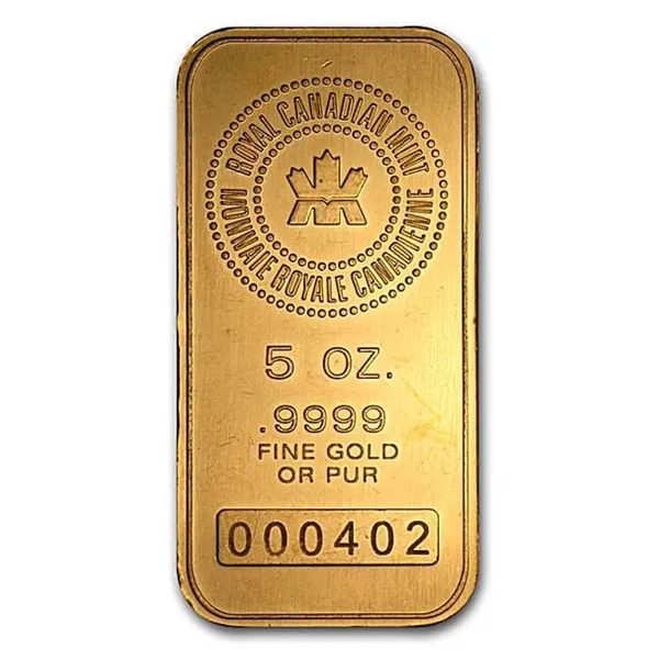 (LPO) Royal Canadian Mint 5oz. 9999 Fine Gold Bar (No Tax) NO Credit Card Paypal - Issues Sale