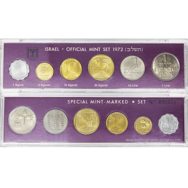 Pair of Israel 1972 & 1975 6-coin Mint Sets, 2Pcs (Issues) Online