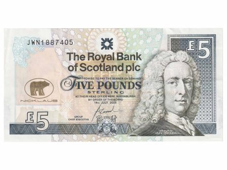 Scotland 2005 Royal Bank of Scotland 5 Pound Note, SC847, Jack Nicklaus, Circ For Sale