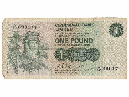 Scotland 1977 Clydesdale Bank 1 Pound Note, SC318c, Circ Supply