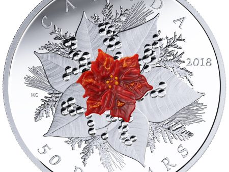 RDC 2018 Canada $50 Holiday Splendour 5oz Silver with Murano Glass (scratched capsule) Online Sale