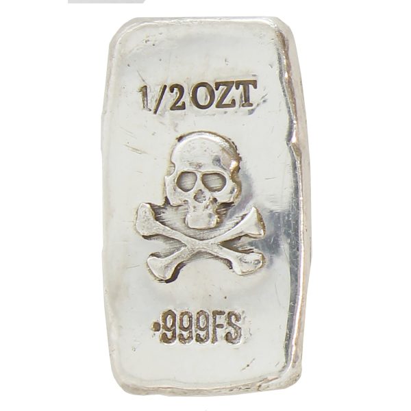 RSSC 1 2oz Skull & Crossbones .999 Fine Silver Bar (No Tax) Scratches For Cheap