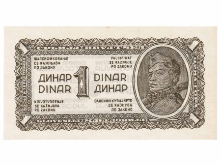 Yugoslavia 1944 1 Dinar Note, Pick #48b, UNC For Discount