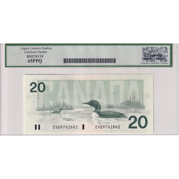 BC-58b 1991 Canada $20 Bonin-Thiessen, EVD with BPN, Legacy Certified GUNC-65 PPQ For Discount