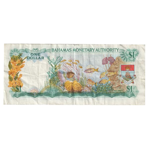 Bahamas 1968 1 Dollar Note, Pick #27a, F-VF (Tear) Sale