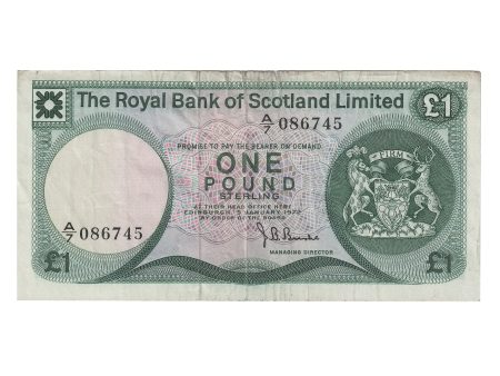 Scotland 1972 Royal Bank of Scotland 1 Pound Note, SC815, EF (Tears) For Cheap