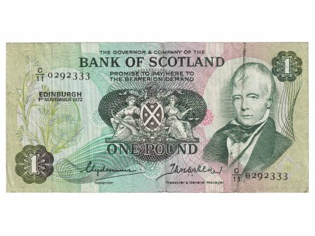 Scotland 1972 Bank of Scotland 1 Pound Note, SC109b, VF-EF Fashion