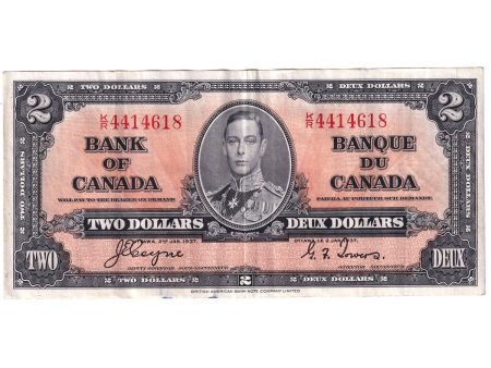 BC-22c 1937 Canada $2 Note, Coyne-Towers, K R, VF-EF (ink) Sale