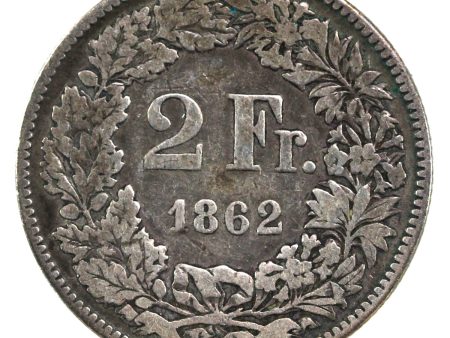 Switzerland 1862 2 Francs VG-F (VG-10) Cheap