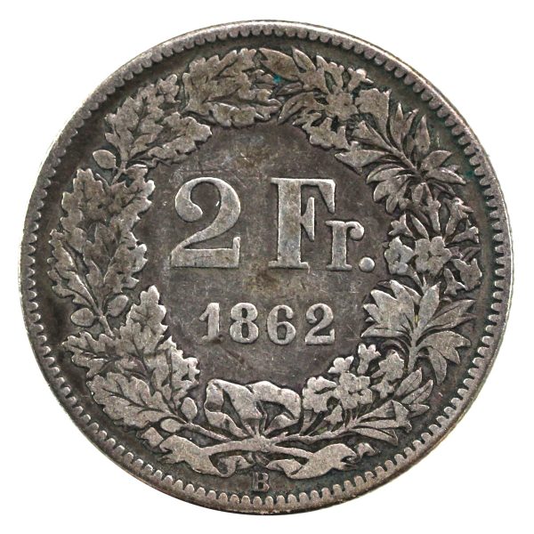 Switzerland 1862 2 Francs VG-F (VG-10) Cheap