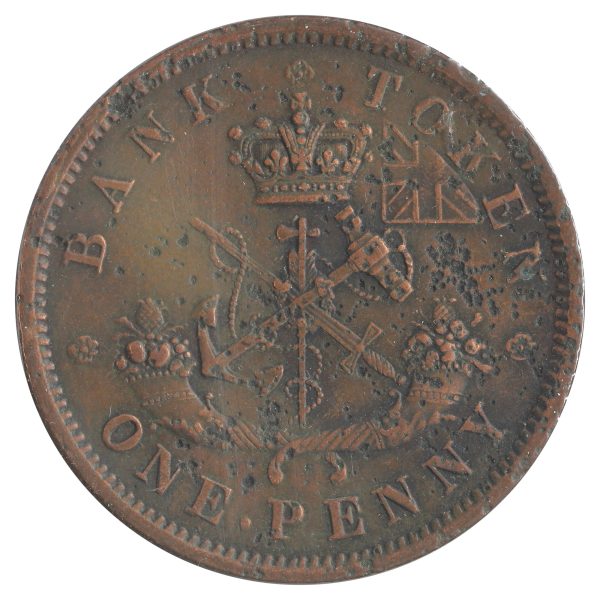 PC-6C1 1854 Upper Canada Penny Bank Token Extra Fine (EF-40) Impaired Online Hot Sale