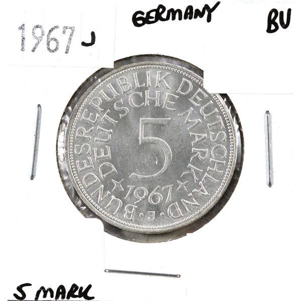 Germany 1967J 5 Mark Brilliant Uncirculated (MS-63) Hot on Sale