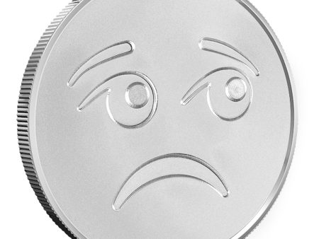 Sad Face Emoji 1oz. Silver Round (TAX Exempt) May Be Lightly Scuffed Discount