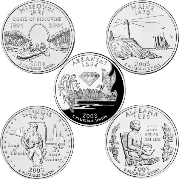 2003 USA Statehood Quarter 10-coin Set - Both P&D Mint Singles Supply