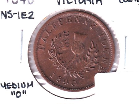 NS-1E2 1840 Nova Scotia Victoria Thistle Half Penny Token Extra Fine (EF-40) Cleaned on Sale