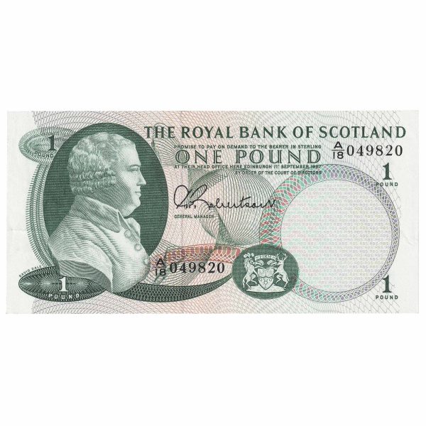 Scotland 1967 Royal Bank of Scotland 1 Pound Note, SC805, AU Online Hot Sale