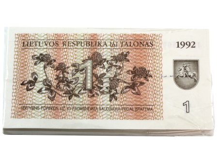 Lot of 100x Lithuania 1992 1 Talonas Bank Notes, P #34, UNC, 100Pcs. Hot on Sale