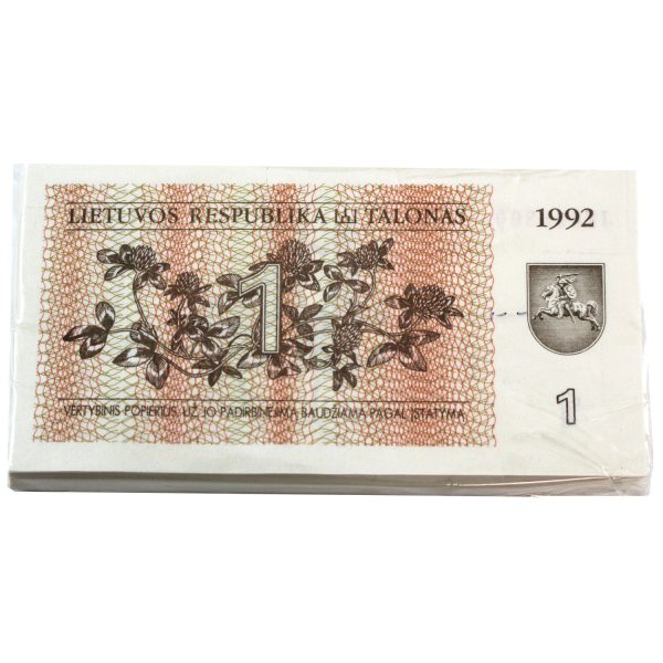 Lot of 100x Lithuania 1992 1 Talonas Bank Notes, P #34, UNC, 100Pcs. Hot on Sale