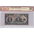 BC-1 1935 Canada $1 Osborne-Towers, English, B, BCS Certified VF-30 (Holes, Soiling) Online now