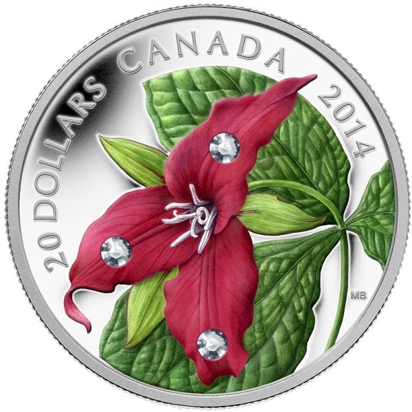 RDC 2014 Canada $20 Red Trillium with Crystal Dew Drops (impaired) For Discount