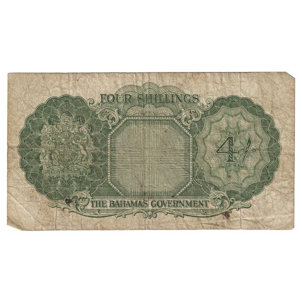 Bahamas 1953 4 Shillings Note, Pick #13d, VG-F (Damaged) Online Sale