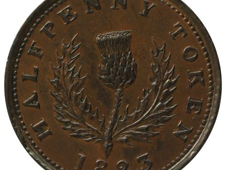 NS-1A4 1823 Nova Scotia George IV Thistle Half Penny Token Almost Uncirculated (AU-50) $ Online Sale