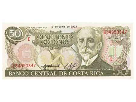 Costa Rica 1993 50 Colones Note, Pick #257a, UNC Online Hot Sale