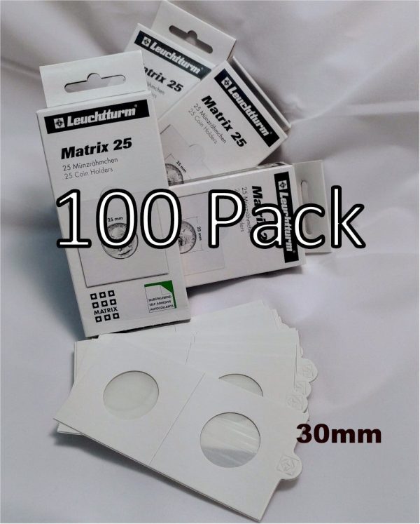 100 x Self-Adhesive Cardboard 2x2 Holders (50c $2 size) 30mm (4 boxes) Fashion